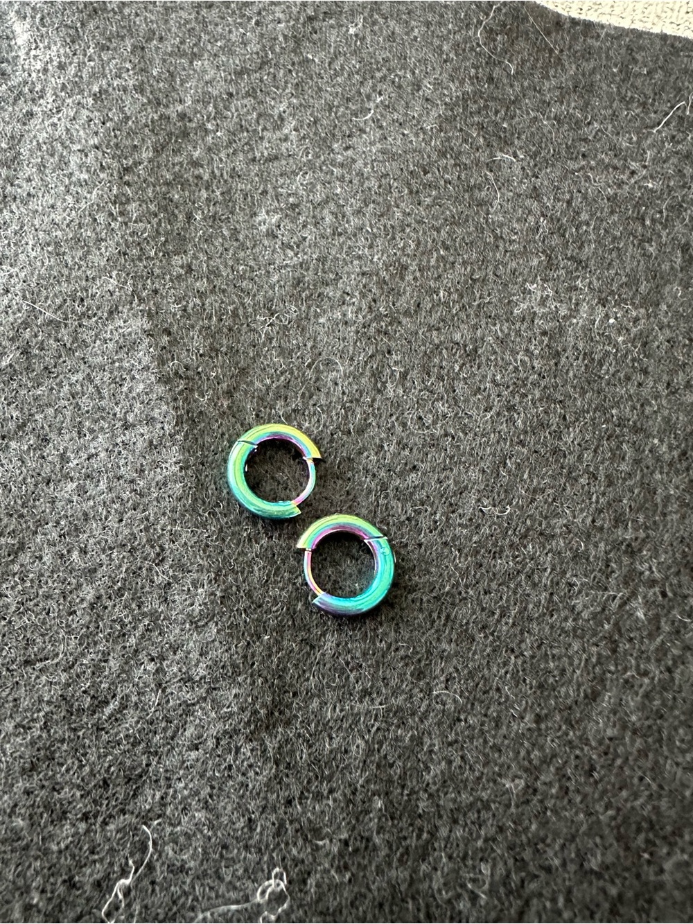 Iridescent Rainbow Small Hoop Earrings - unisex